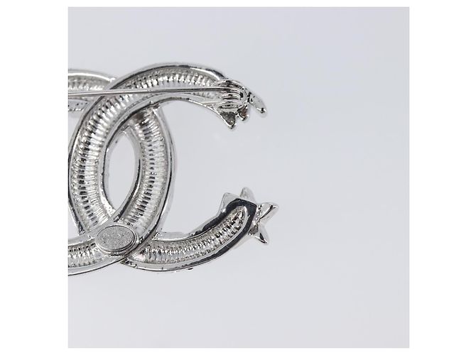 Spilla CHANEL Metallo Argento CC Auth ki6897M - vista 9