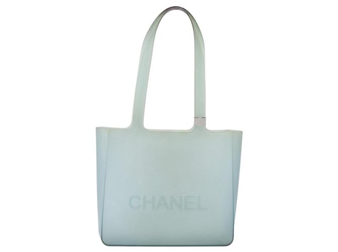 Bolso Tote CHANEL Rubber Green Silver CC Auth bs37074 Plata Verde - vista 13