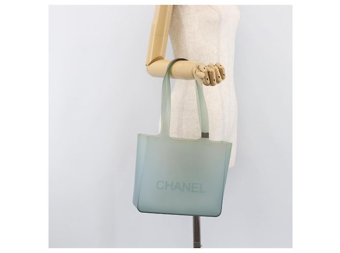 Bolso Tote CHANEL Rubber Green Silver CC Auth bs37074 Plata Verde - vista 21