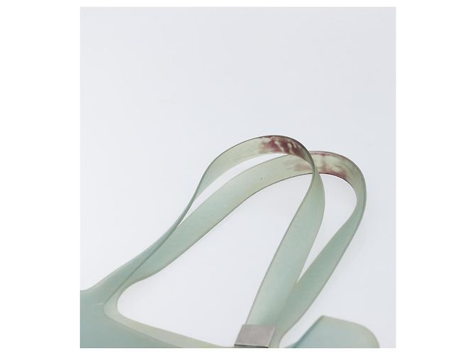 Bolso Tote CHANEL Rubber Green Silver CC Auth bs37074 Plata Verde - vista 8