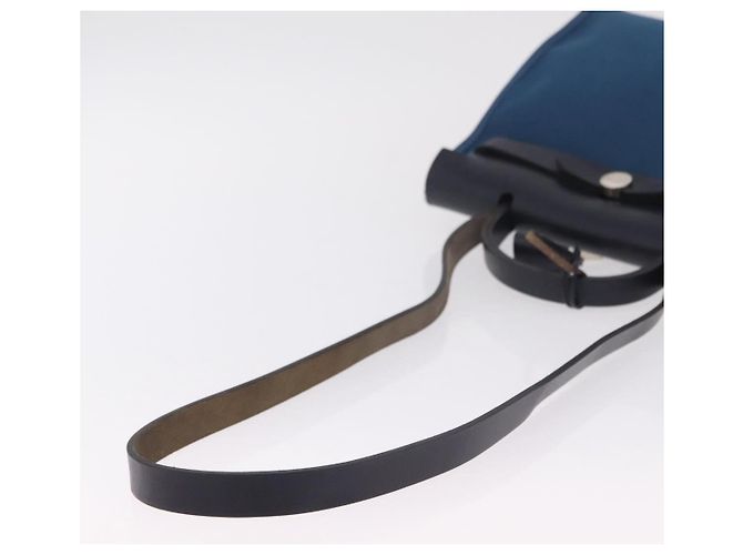 Hermès Bolso de mano HERMES Herbag Zip PM Canvas Cuero 2way Navy Silver Auth 202516SAM Plata Azul marino - vista 10