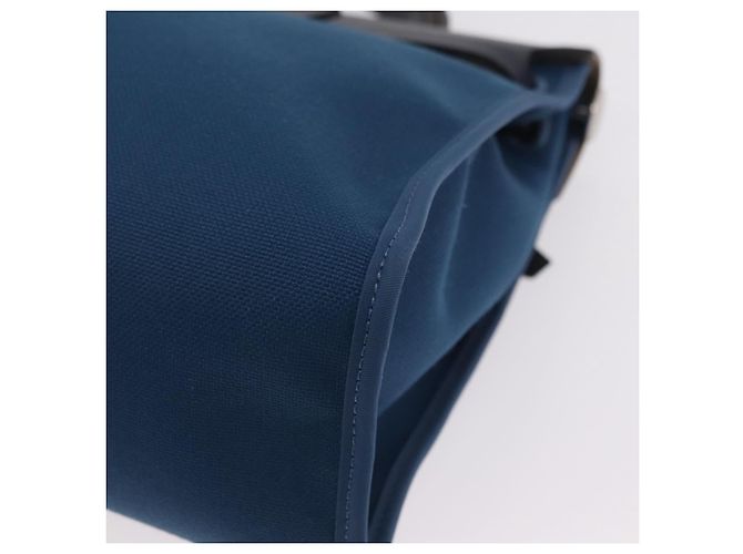 Hermès Bolso de mano HERMES Herbag Zip PM Canvas Cuero 2way Navy Silver Auth 202516SAM Plata Azul marino - vista 14
