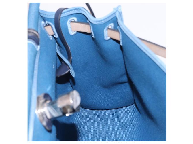 Hermès Bolso de mano HERMES Herbag Zip PM Canvas Cuero 2way Navy Silver Auth 202516SAM Plata Azul marino - vista 27