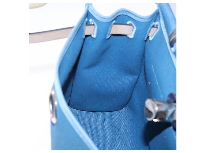 Hermès Bolso de mano HERMES Herbag Zip PM Canvas Cuero 2way Navy Silver Auth 202516SAM Plata Azul marino - vista 28
