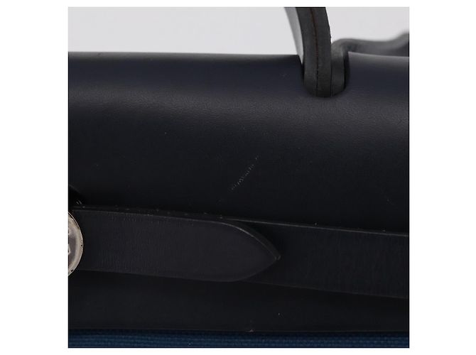 Hermès Bolso de mano HERMES Herbag Zip PM Canvas Cuero 2way Navy Silver Auth 202516SAM Plata Azul marino - vista 3