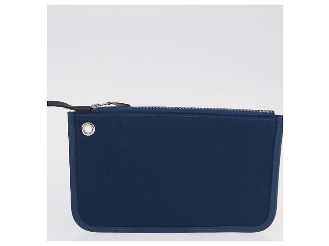 Hermès Bolso de mano HERMES Herbag Zip PM Canvas Cuero 2way Navy Silver Auth 202516SAM Plata Azul marino - vista 31