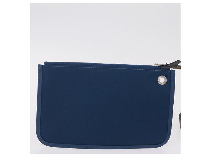 Hermès Bolso de mano HERMES Herbag Zip PM Canvas Cuero 2way Navy Silver Auth 202516SAM Plata Azul marino - vista 32
