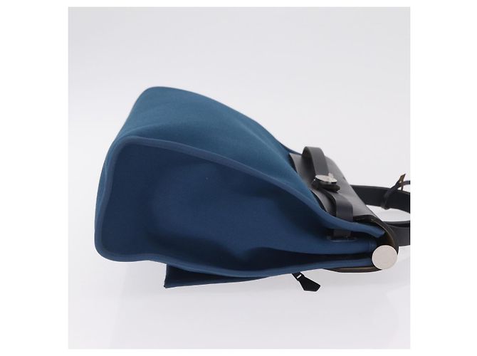 Hermès Bolso de mano HERMES Herbag Zip PM Canvas Cuero 2way Navy Silver Auth 202516SAM Plata Azul marino - vista 5