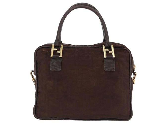 FENDI Zucca Canvas Handtasche 2way Brown Gold Tone Auth mr2984A Braun - Ansicht 2