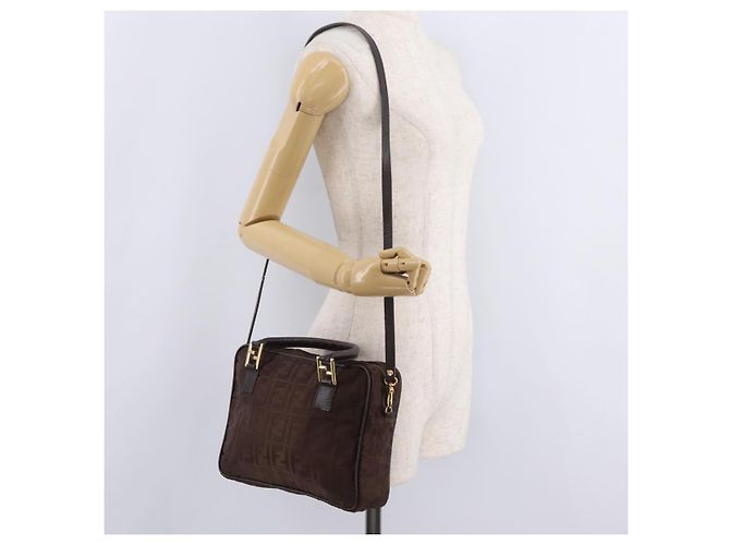 FENDI Zucca Canvas Handtasche 2way Brown Gold Tone Auth mr2984A Braun - Ansicht 28
