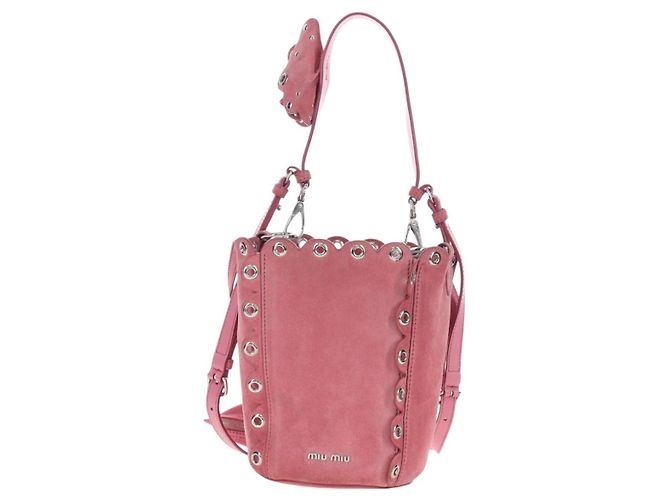 Borsa a tracolla Miu Miu Suede Pink Silver Auth 204837A Argento Rosa - vista 13