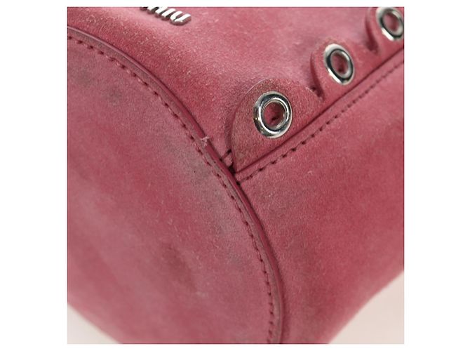 Borsa a tracolla Miu Miu Suede Pink Silver Auth 204837A Argento Rosa - vista 20