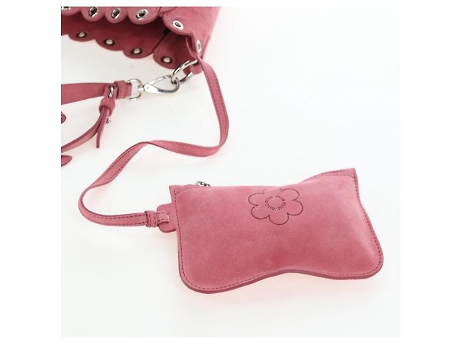 Borsa a tracolla Miu Miu Suede Pink Silver Auth 204837A Argento Rosa - vista 24