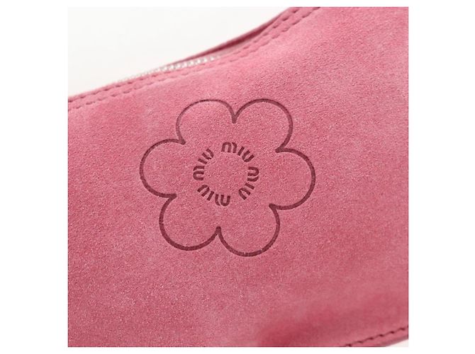 Borsa a tracolla Miu Miu Suede Pink Silver Auth 204837A Argento Rosa - vista 25