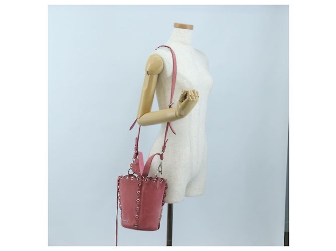 Borsa a tracolla Miu Miu Suede Pink Silver Auth 204837A Argento Rosa - vista 30