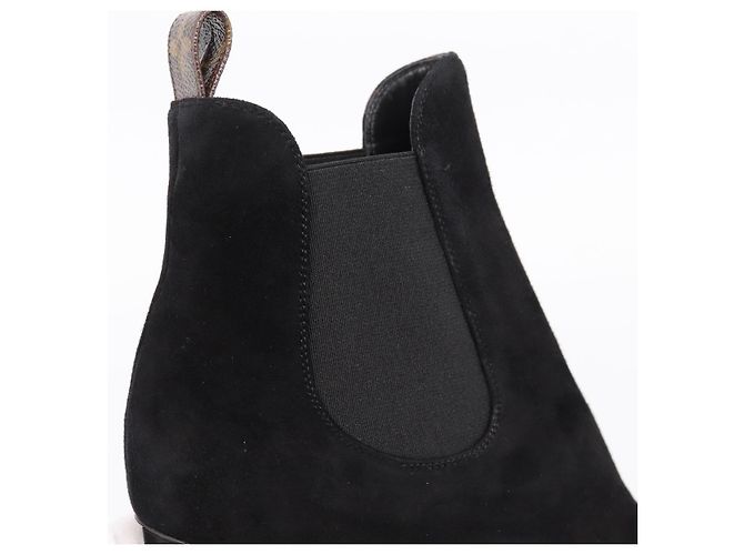 LOUIS VUITTON Botines de Gamuza 37 Negro LV Auth 204943M - vista 12