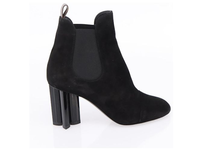 LOUIS VUITTON Botines de Gamuza 37 Negro LV Auth 204943M - vista 16