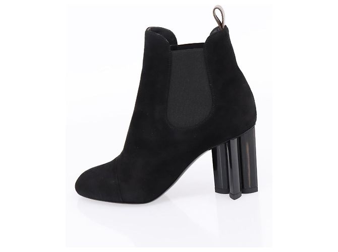 LOUIS VUITTON Botines de Gamuza 37 Negro LV Auth 204943M - vista 5
