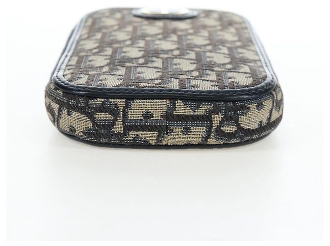 Borsetta a tracolla per telefono Christian Dior Oblique Jacquard Navy Gold Auth ar14186V Blu navy - vista 10