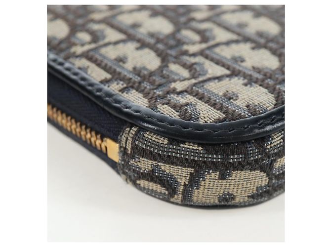 Borsetta a tracolla per telefono Christian Dior Oblique Jacquard Navy Gold Auth ar14186V Blu navy - vista 11