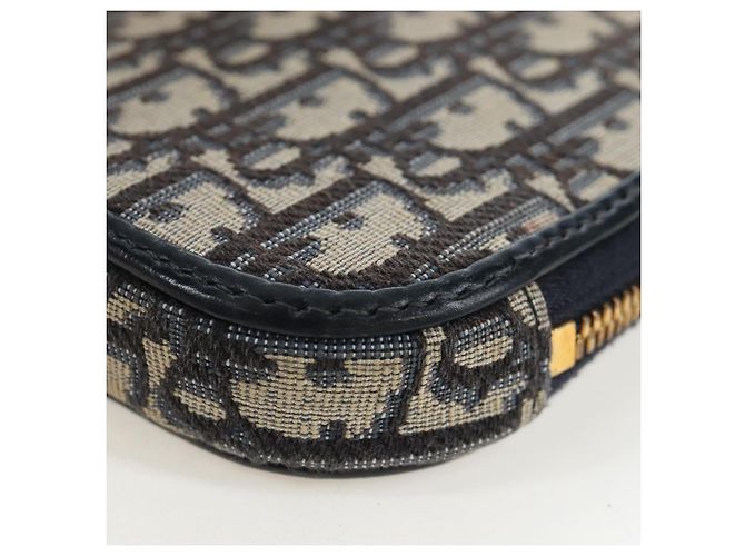 Borsetta a tracolla per telefono Christian Dior Oblique Jacquard Navy Gold Auth ar14186V Blu navy - vista 12