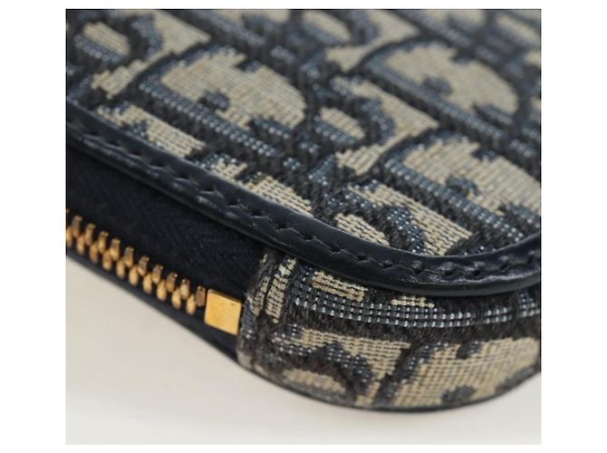 Borsetta a tracolla per telefono Christian Dior Oblique Jacquard Navy Gold Auth ar14186V Blu navy - vista 13