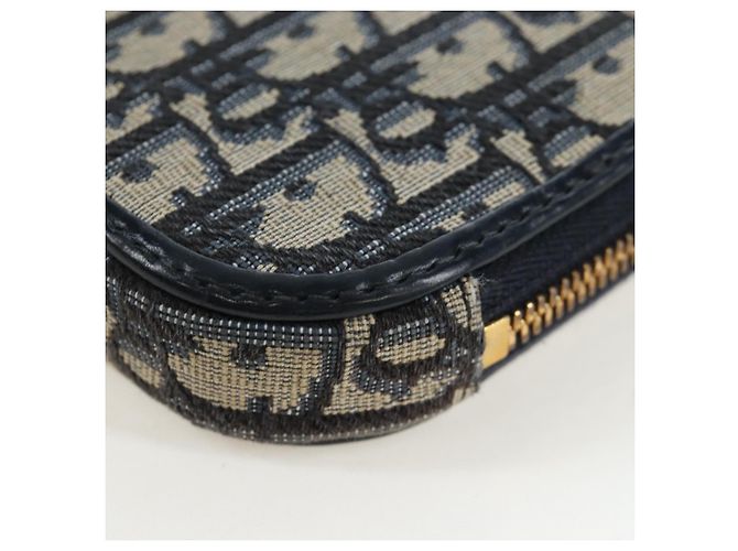 Borsetta a tracolla per telefono Christian Dior Oblique Jacquard Navy Gold Auth ar14186V Blu navy - vista 14