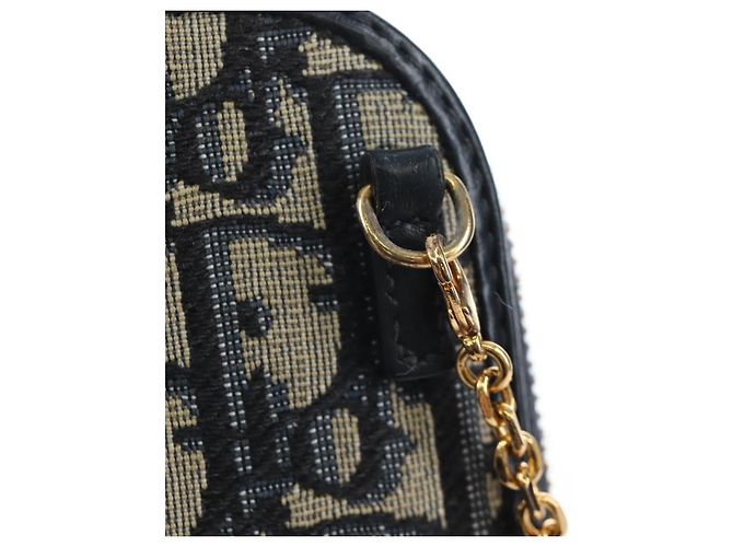 Borsetta a tracolla per telefono Christian Dior Oblique Jacquard Navy Gold Auth ar14186V Blu navy - vista 15