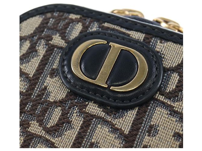 Borsetta a tracolla per telefono Christian Dior Oblique Jacquard Navy Gold Auth ar14186V Blu navy - vista 16