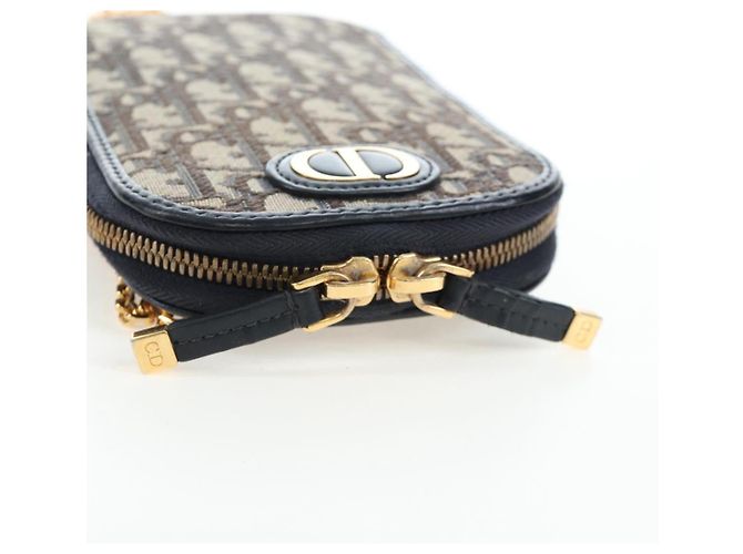 Borsetta a tracolla per telefono Christian Dior Oblique Jacquard Navy Gold Auth ar14186V Blu navy - vista 17
