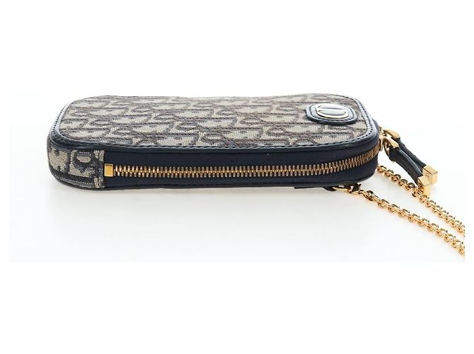 Borsetta a tracolla per telefono Christian Dior Oblique Jacquard Navy Gold Auth ar14186V Blu navy - vista 5
