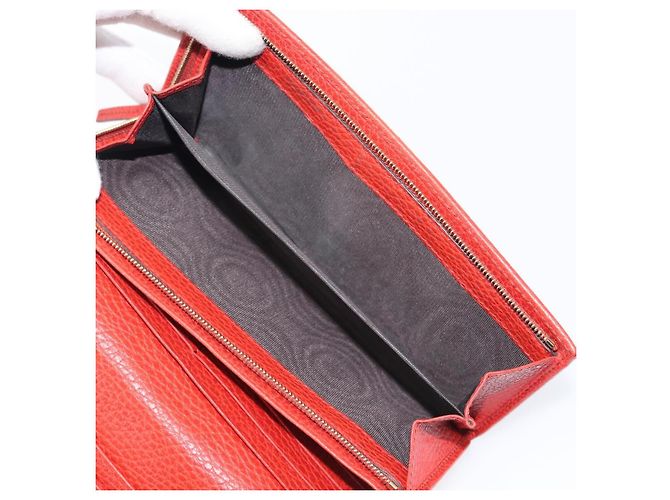 Portafoglio GUCCI in pelle rosso e oro 354498 Auth bs37289 D'oro - vista 11