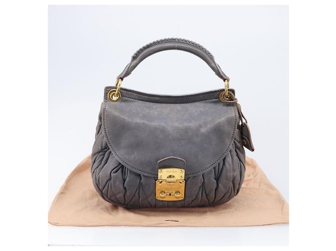 Borsa a mano Miu Miu in pelle 2way grigia tono oro Auth 167602V Marrone - vista 12