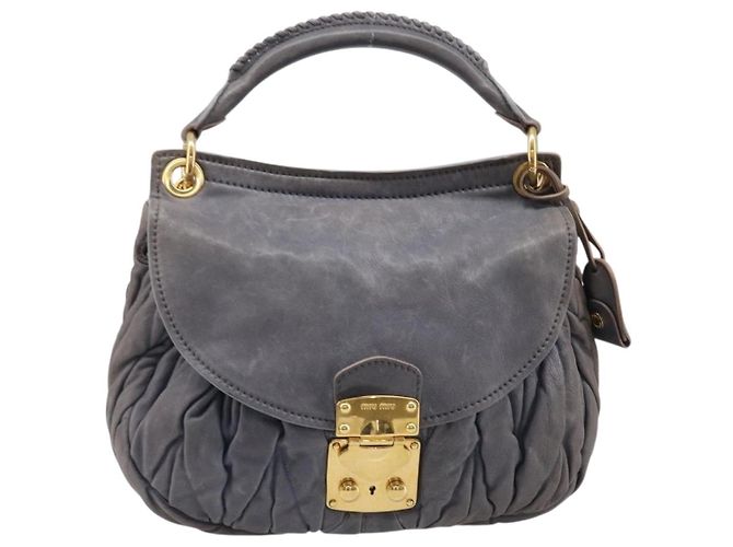 Borsa a mano Miu Miu in pelle 2way grigia tono oro Auth 167602V Marrone - vista 13