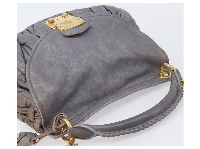 Borsa a mano Miu Miu in pelle 2way grigia tono oro Auth 167602V Marrone - vista 14