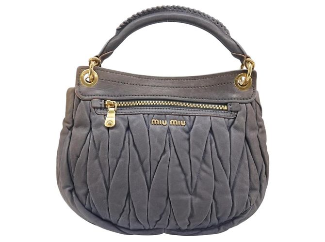 Borsa a mano Miu Miu in pelle 2way grigia tono oro Auth 167602V Marrone - vista 2