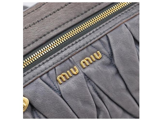 Borsa a mano Miu Miu in pelle 2way grigia tono oro Auth 167602V Marrone - vista 23