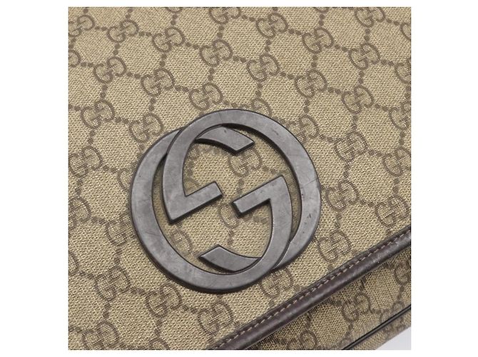 Borsa a tracolla GUCCI GG Supreme PVC Beige Silver 223661 Auth 200553 Argento - vista 18