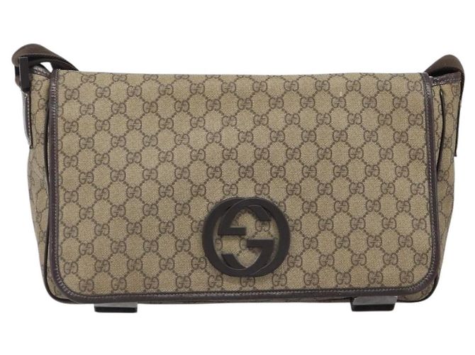 Borsa a tracolla GUCCI GG Supreme PVC Beige Silver 223661 Auth 200553 Argento - vista 2