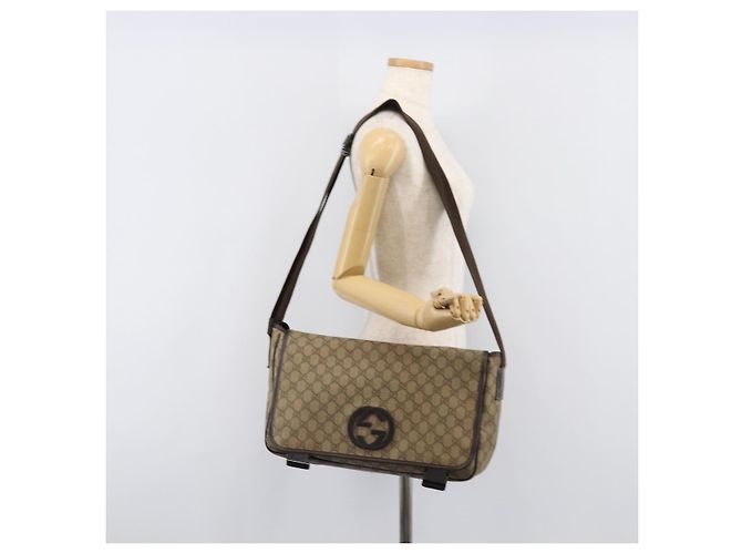 Borsa a tracolla GUCCI GG Supreme PVC Beige Silver 223661 Auth 200553 Argento - vista 28