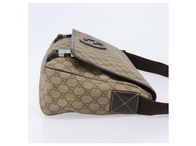 Borsa a tracolla GUCCI GG Supreme PVC Beige Silver 223661 Auth 200553 Argento - vista 4