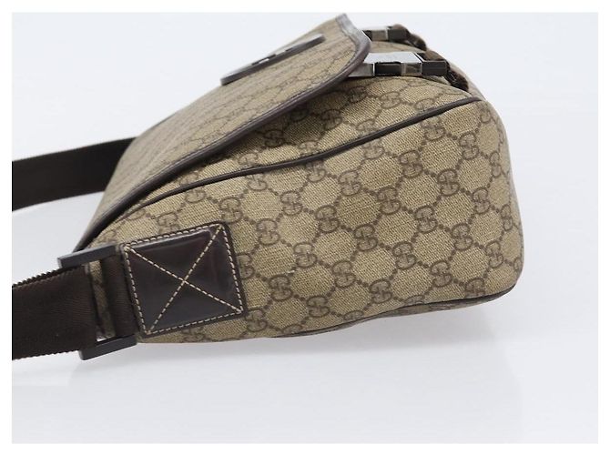 Borsa a tracolla GUCCI GG Supreme PVC Beige Silver 223661 Auth 200553 Argento - vista 5