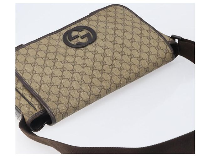 Borsa a tracolla GUCCI GG Supreme PVC Beige Silver 223661 Auth 200553 Argento - vista 6