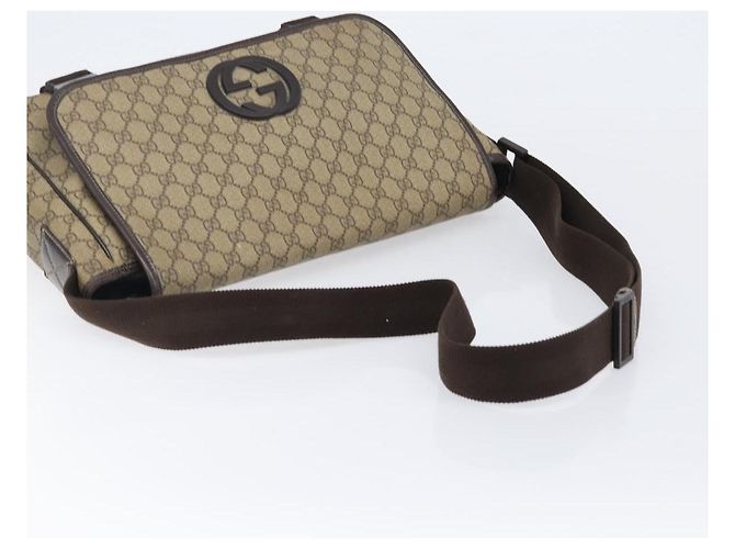 Borsa a tracolla GUCCI GG Supreme PVC Beige Silver 223661 Auth 200553 Argento - vista 7