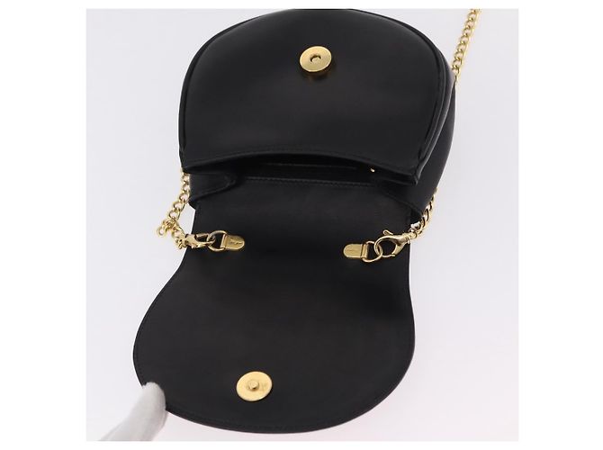 Salvatore Ferragamo Vala Chain Shoulder Bag Leather Black Gold Auth 206299 Golden - view 10