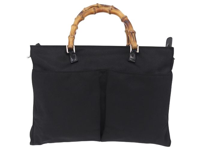 Borsa a mano GUCCI Bamboo Nylon 2way Nero Argento 001 2855 1875 5 Auth ka6416 - vista 13