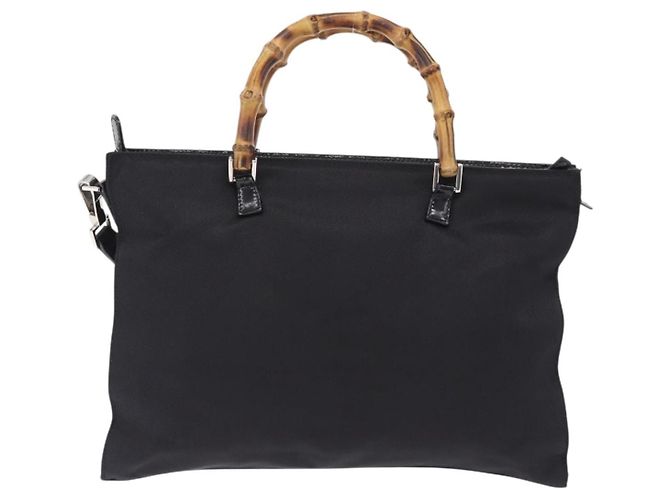 Borsa a mano GUCCI Bamboo Nylon 2way Nero Argento 001 2855 1875 5 Auth ka6416 - vista 2