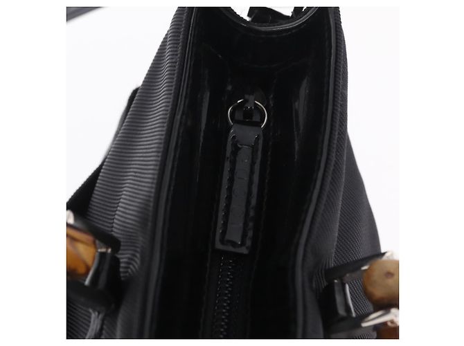 Borsa a mano GUCCI Bamboo Nylon 2way Nero Argento 001 2855 1875 5 Auth ka6416 - vista 20