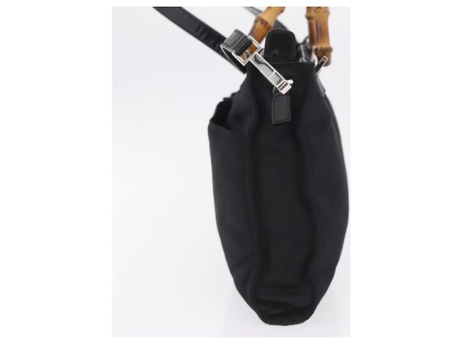 Borsa a mano GUCCI Bamboo Nylon 2way Nero Argento 001 2855 1875 5 Auth ka6416 - vista 3
