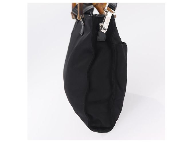 Borsa a mano GUCCI Bamboo Nylon 2way Nero Argento 001 2855 1875 5 Auth ka6416 - vista 4